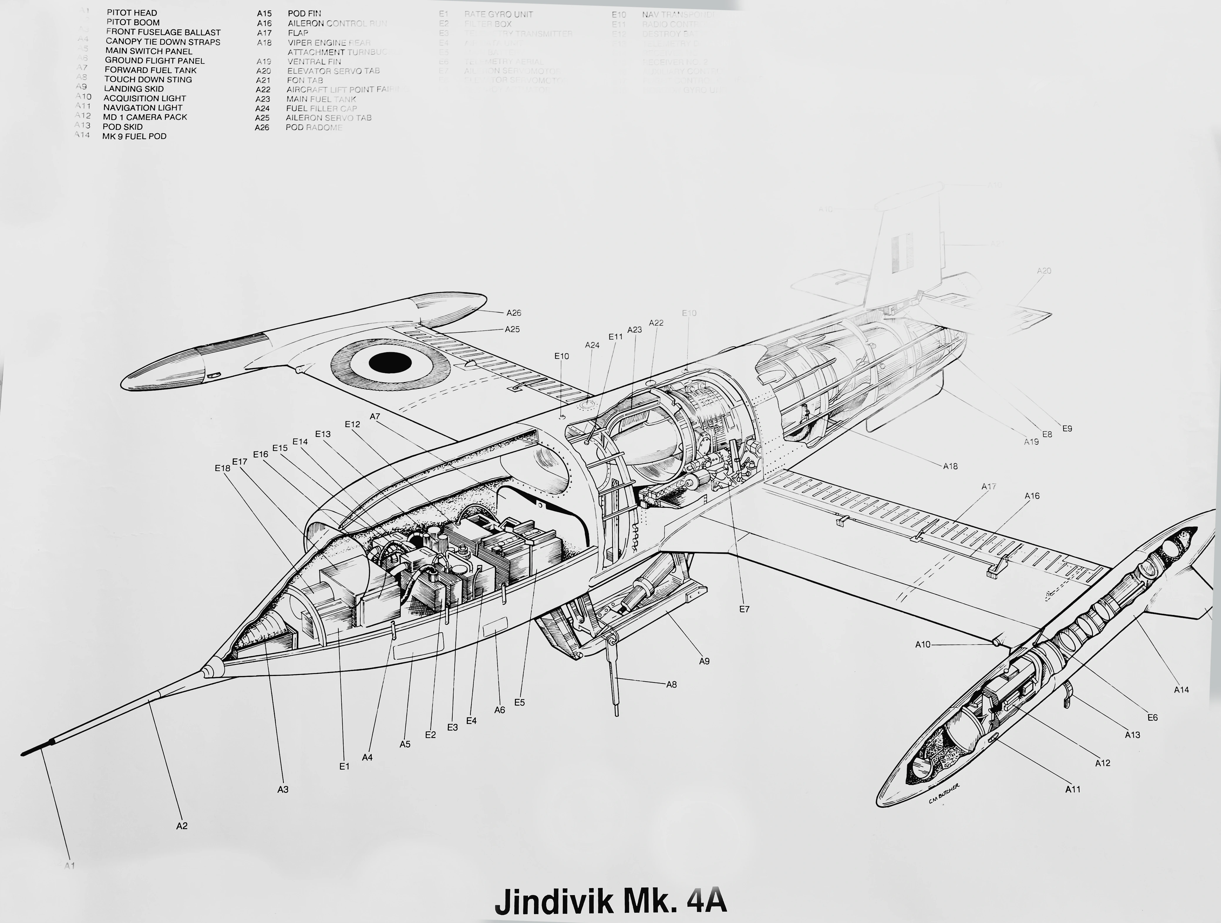 Technical drawing by Colin Butcher
